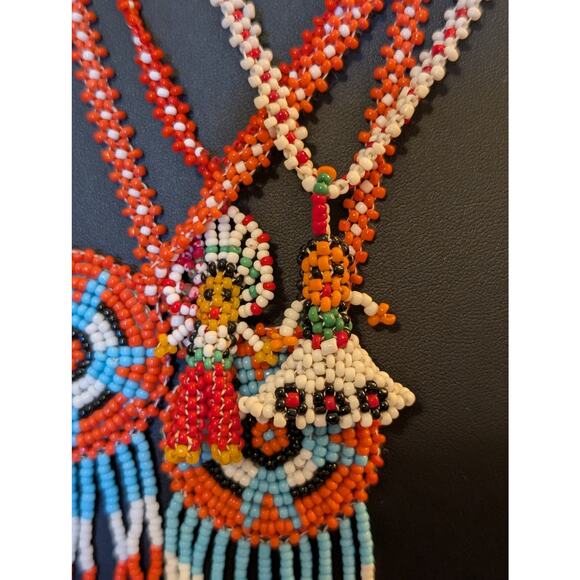 Lot of Four Native American Hand Beaded Seed Bead Vintage 70s Necklaces - Picture 2 of 9